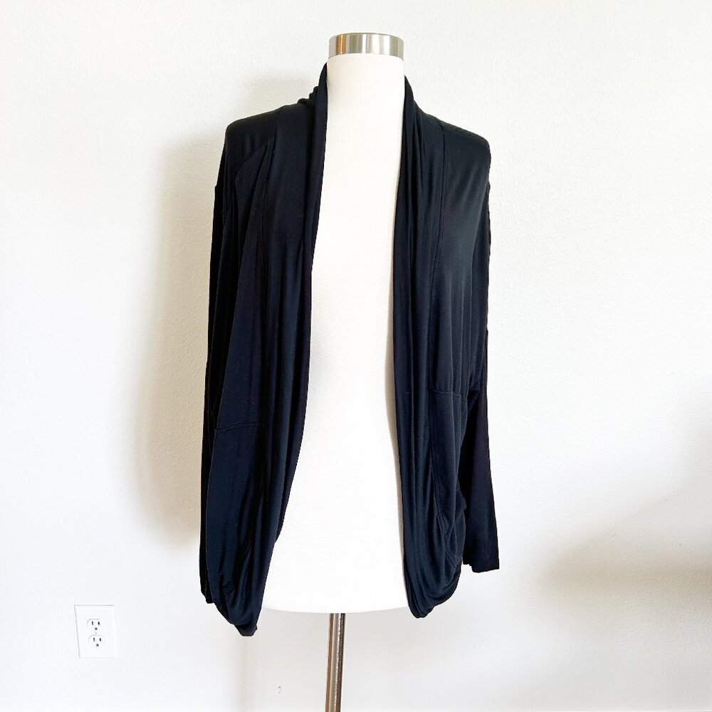Prana Cardigan 1X Black Cocoon Long Sleeve Open Front Lightweight Topper